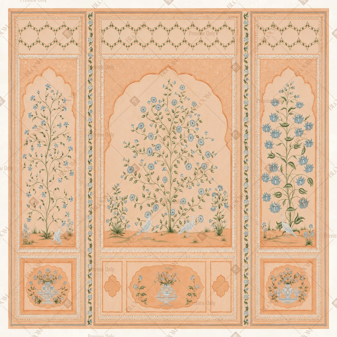 Peach Mughal Palace Door Square Backdrop