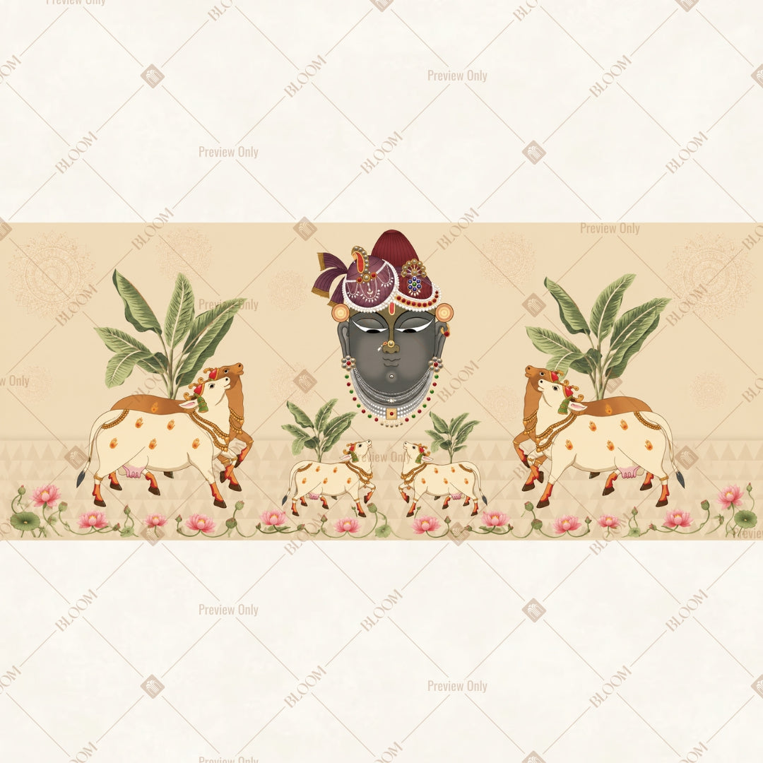 Floral Ganesha Garden Border Wide Backdrop