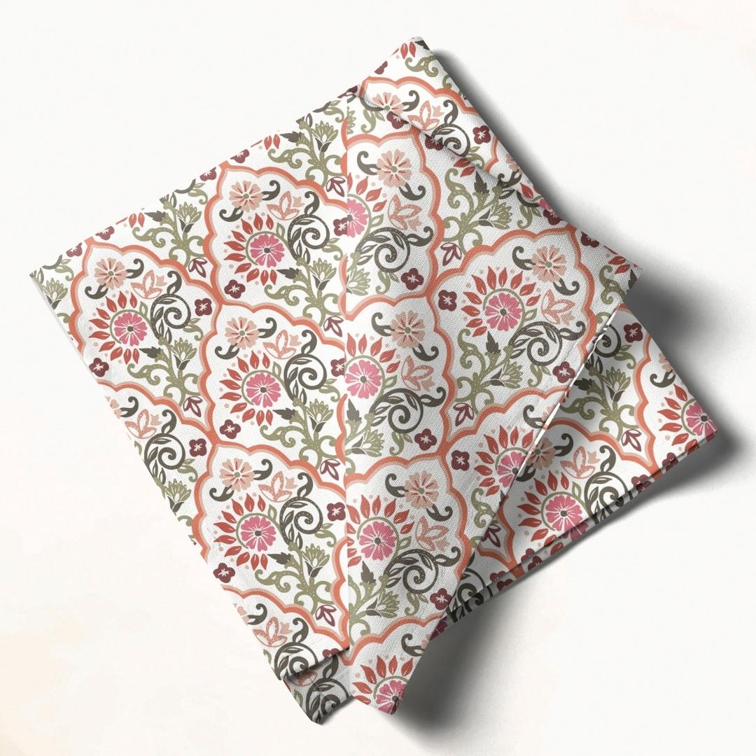 White & Pink Floral: Napkins 18" X 18" - Pack Of 20