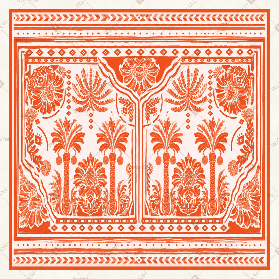 Coral Heritage Floral Pattern Square Backdrop