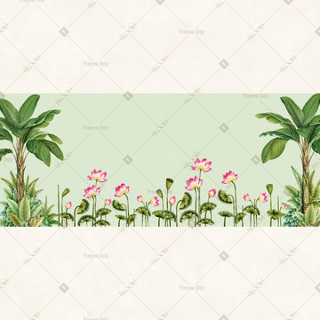 Lotus Pond Botanical Border Wide Backdrop