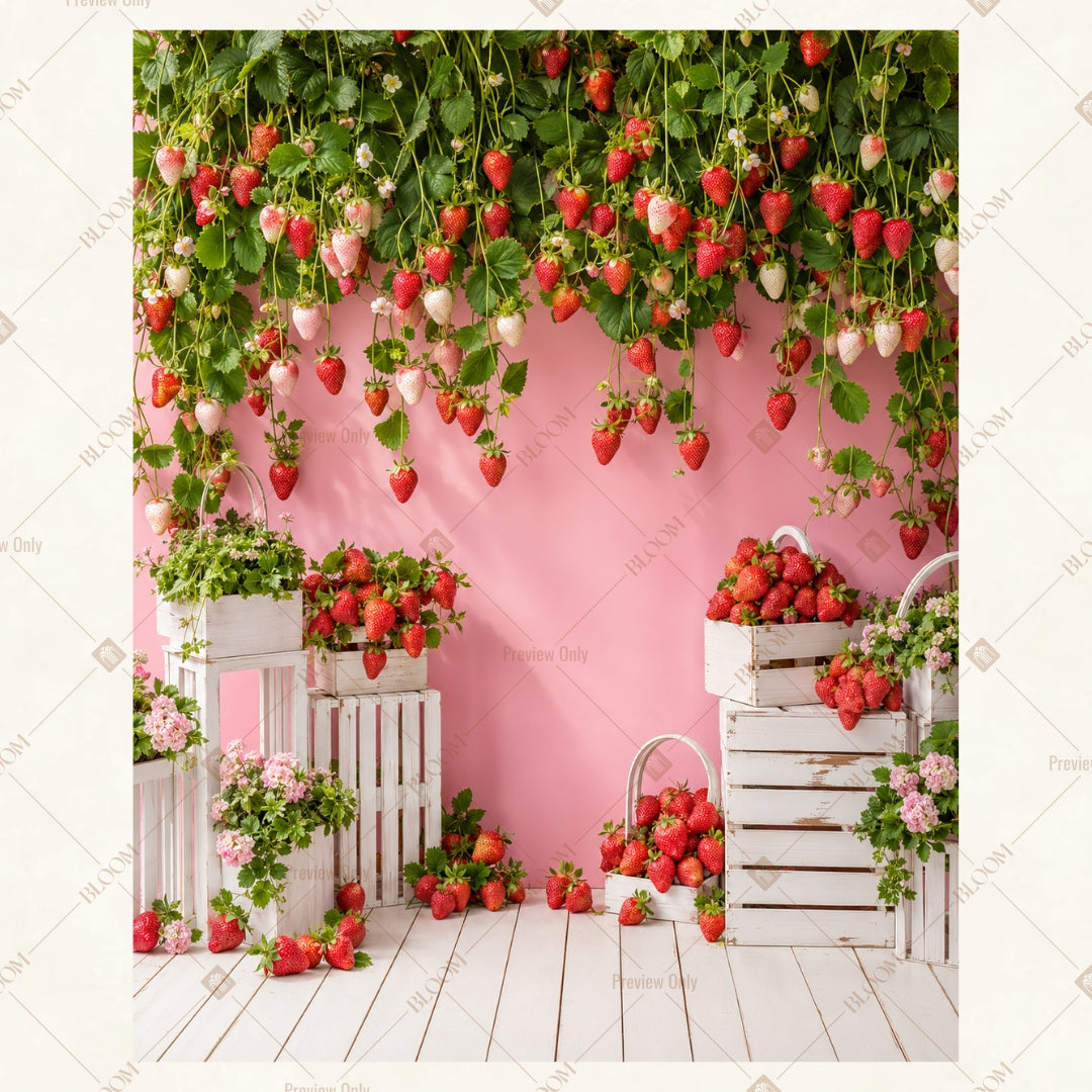 Pink Floral Dessert Table Portrait Rectangle Backdrop