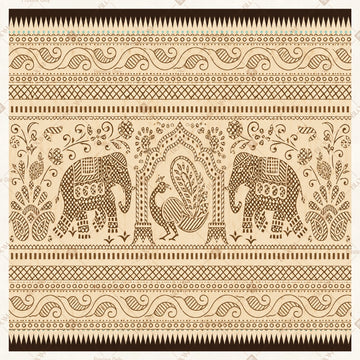 Vintage Elephant Wall Pattern Square Backdrop