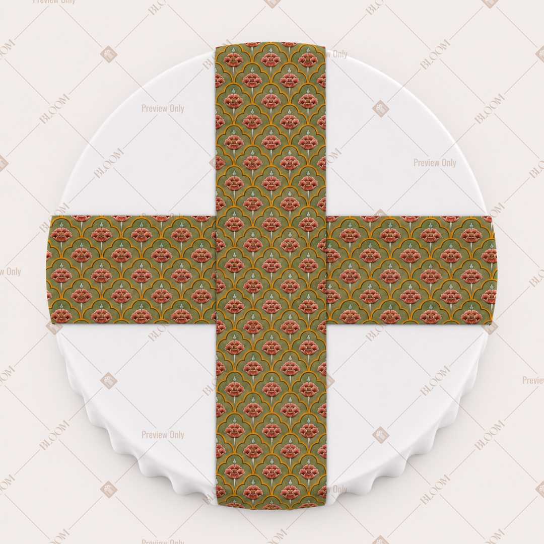 Olive Floral Trellis Table Runner Pack Of 12