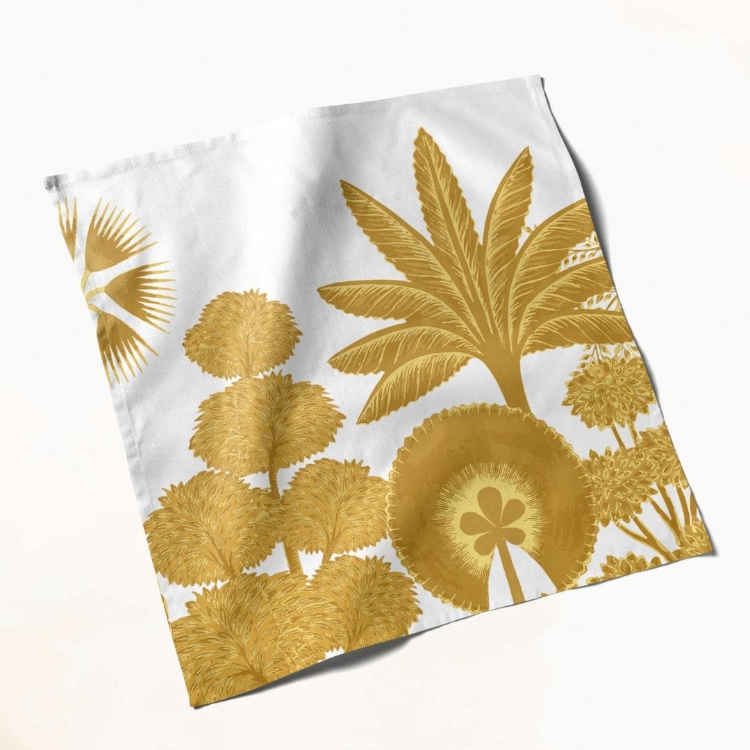 White & Gold Botanical: Napkins 18" X 18" - Pack Of 20