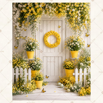 Elegant White Floral Stage Portrait Rectangle Backdrop