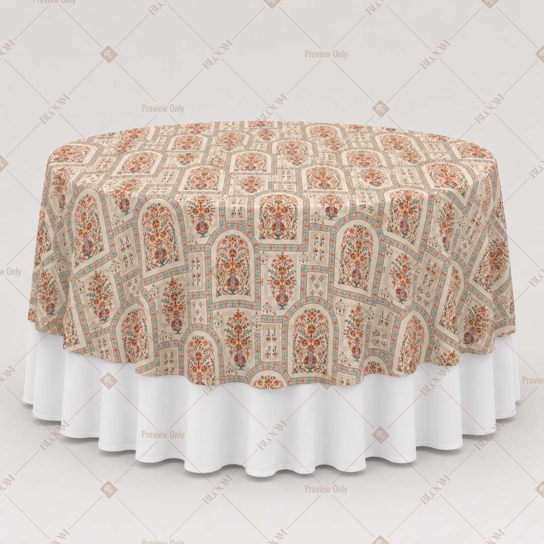 Beige Mughal Floral Table Overlay Pack of 6
