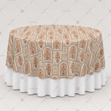 Beige Mughal Floral Table Overlay Pack of 6