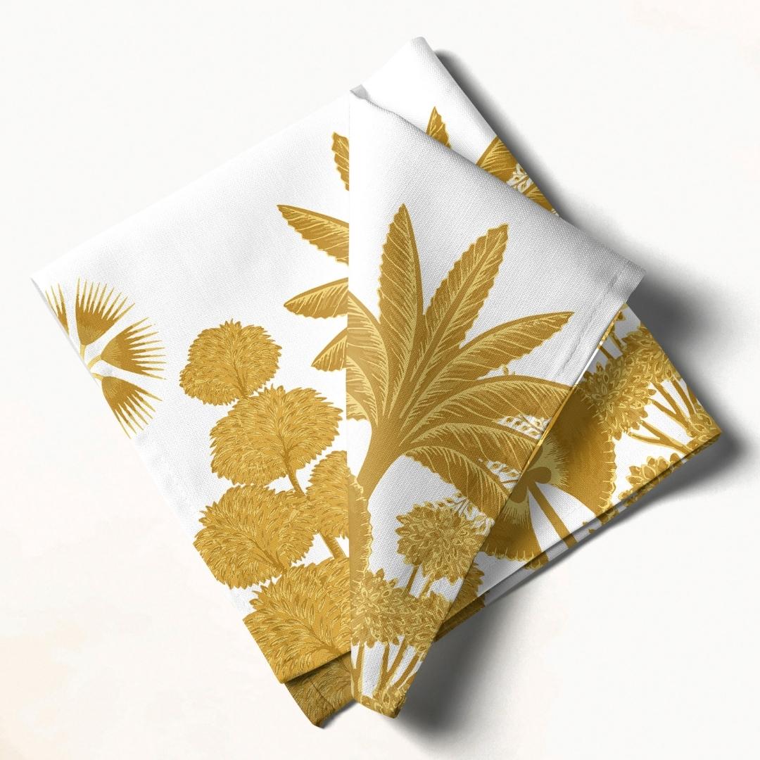 White & Gold Botanical: Napkins 18" X 18" - Pack Of 20