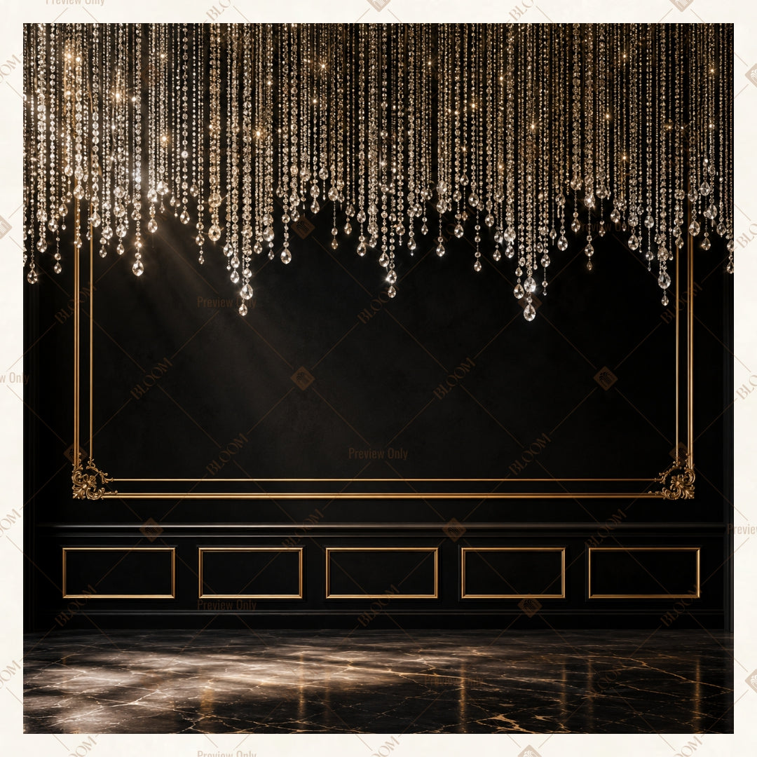 Luxury Black Stage Square Backdrop