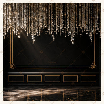 Luxury Black Stage Square Backdrop