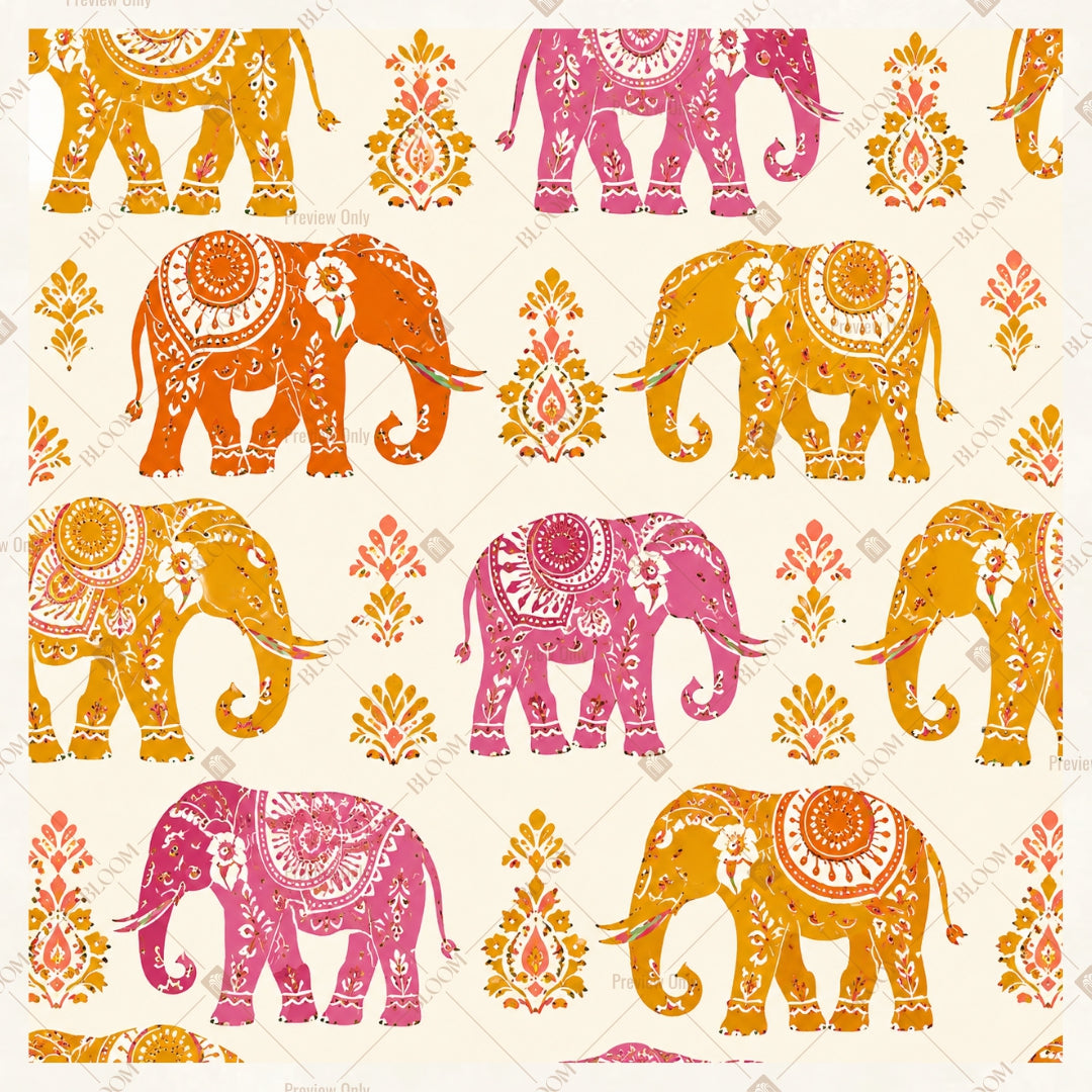 Colorful Elephant Pattern Square Backdrop