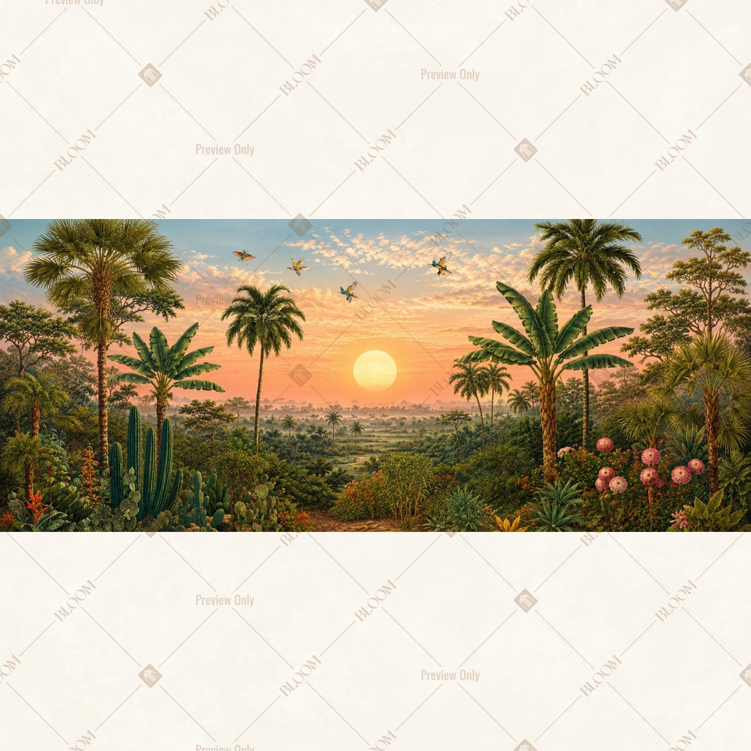Sunset Palm Landscape Wide Backdrop