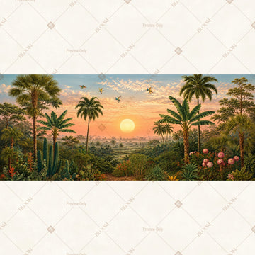 Sunset Palm Landscape Wide Backdrop