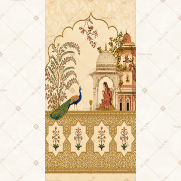 Vintage Indian Palace Illustration Vertical Backdrop