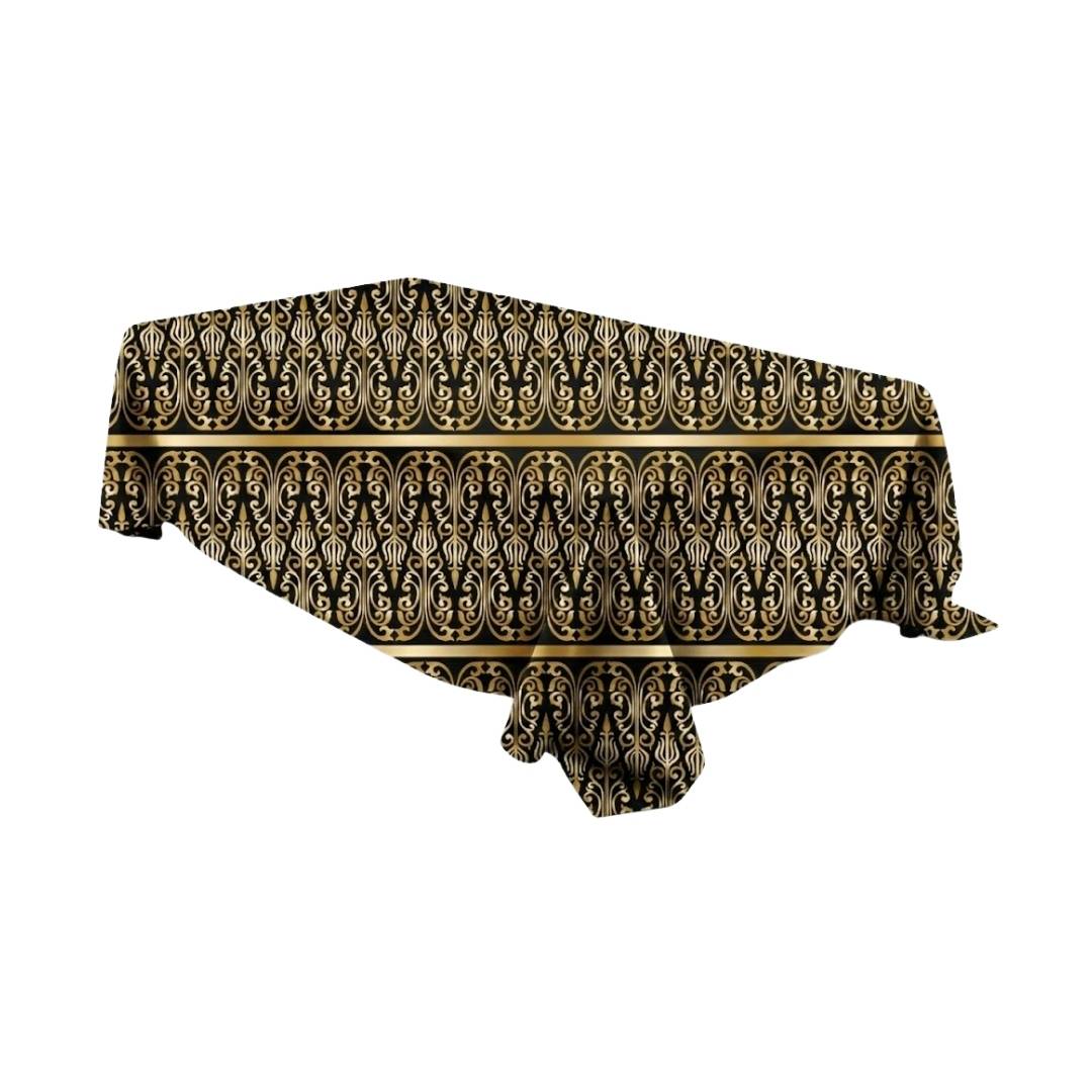 Black Ornate Stripe Rectangle Table Cover - Pack Of 6