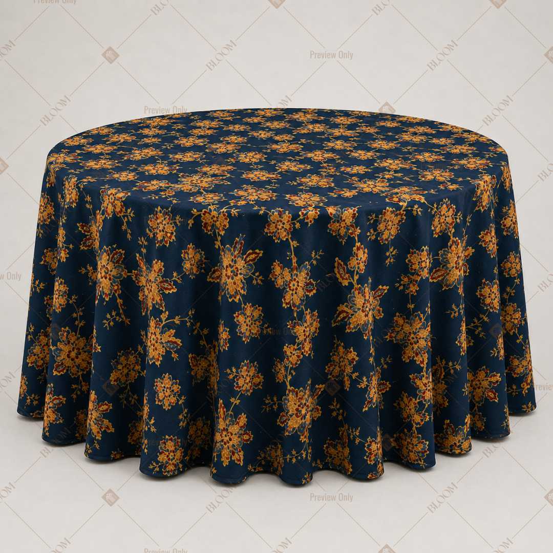 Navy Gold Royal Floral Table Cover Pack Of 6