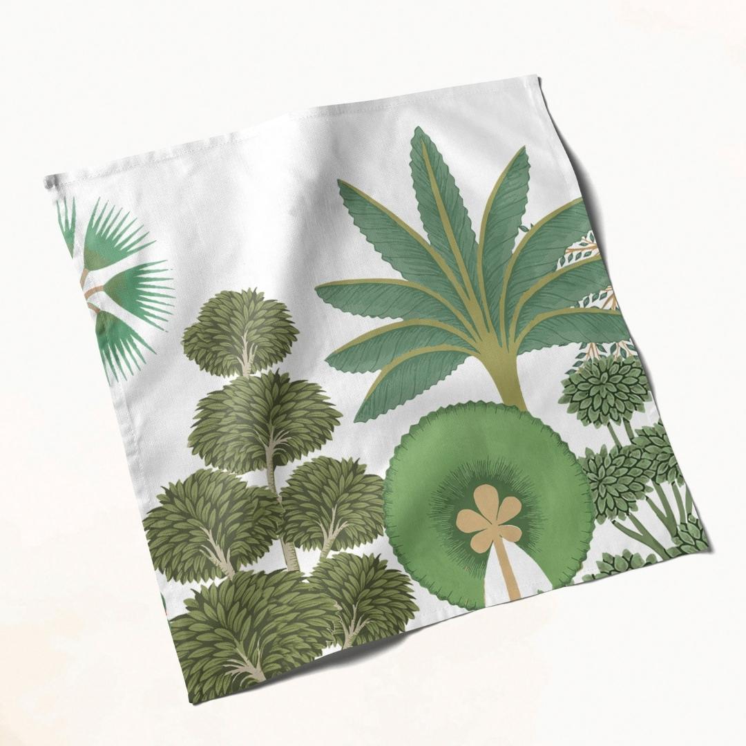 White & Green Botanical: Napkins 18" X 18" - Pack Of 20