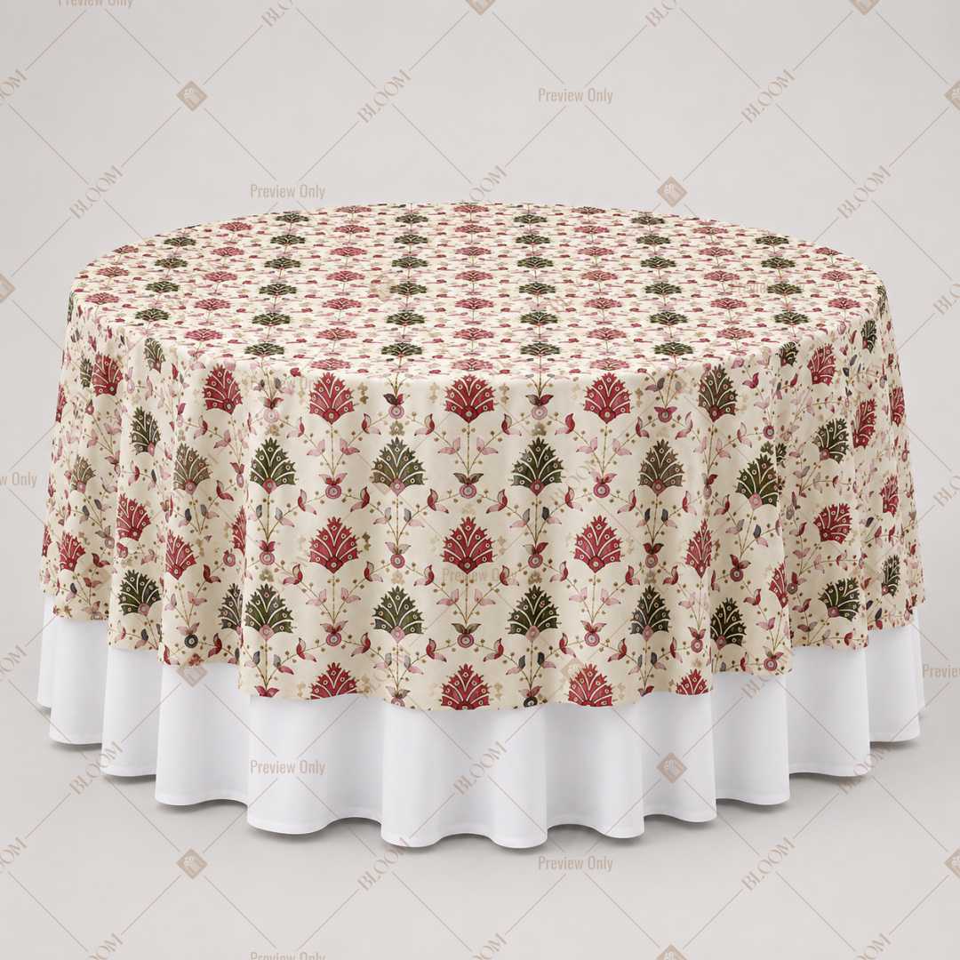 Red Floral Medallion Table Overlay Pack of 6