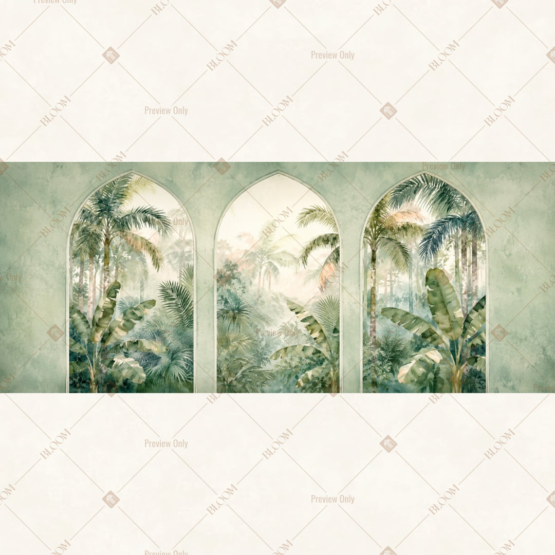 White Cathedral Garden Border Wide Backdrop