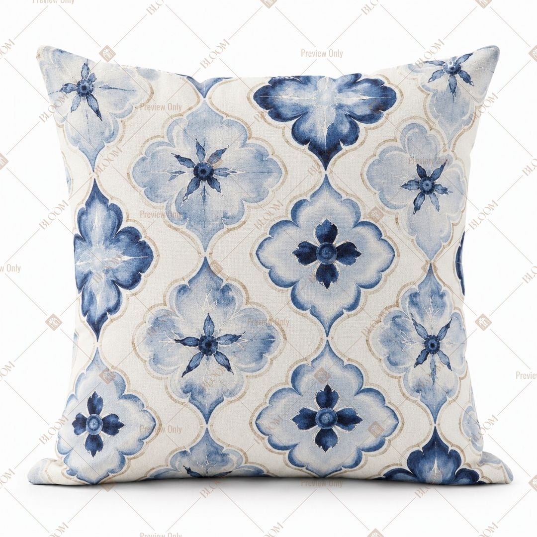 Blue Moroccan Tile Cushion Cover Pack of 12