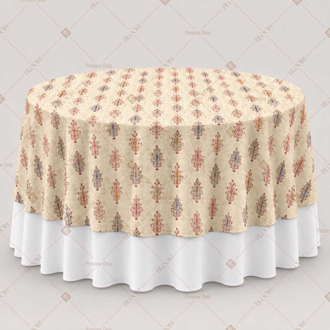 Beige Floral Stripe Table Overlay Pack of 6