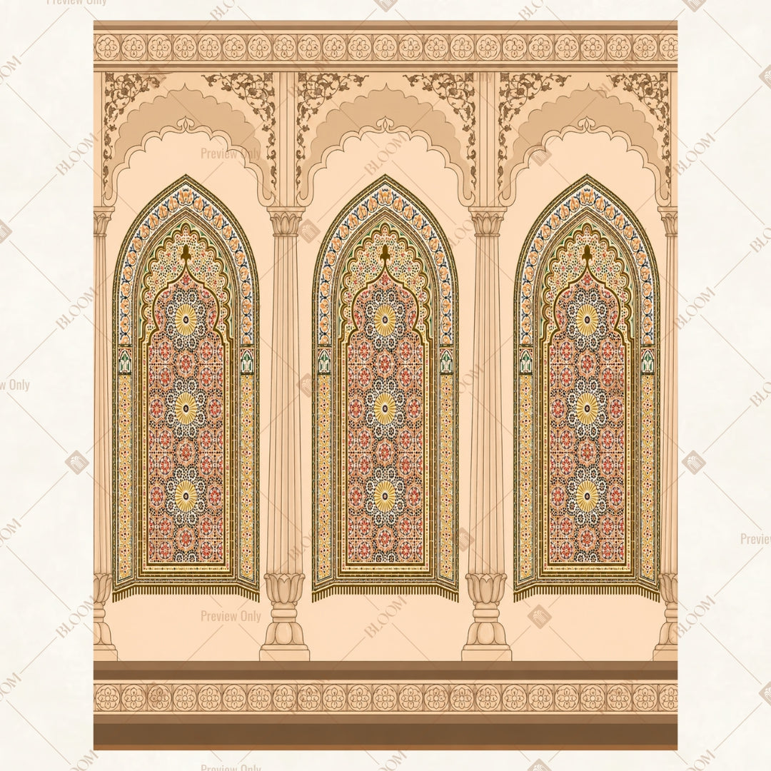 Triple Mughal Arch Portrait Rectangle Backdrop
