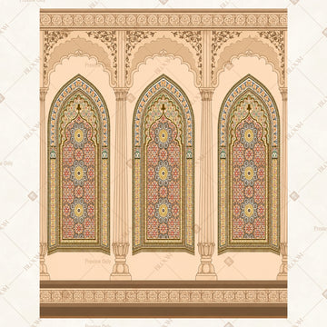 Triple Mughal Arch Portrait Rectangle Backdrop