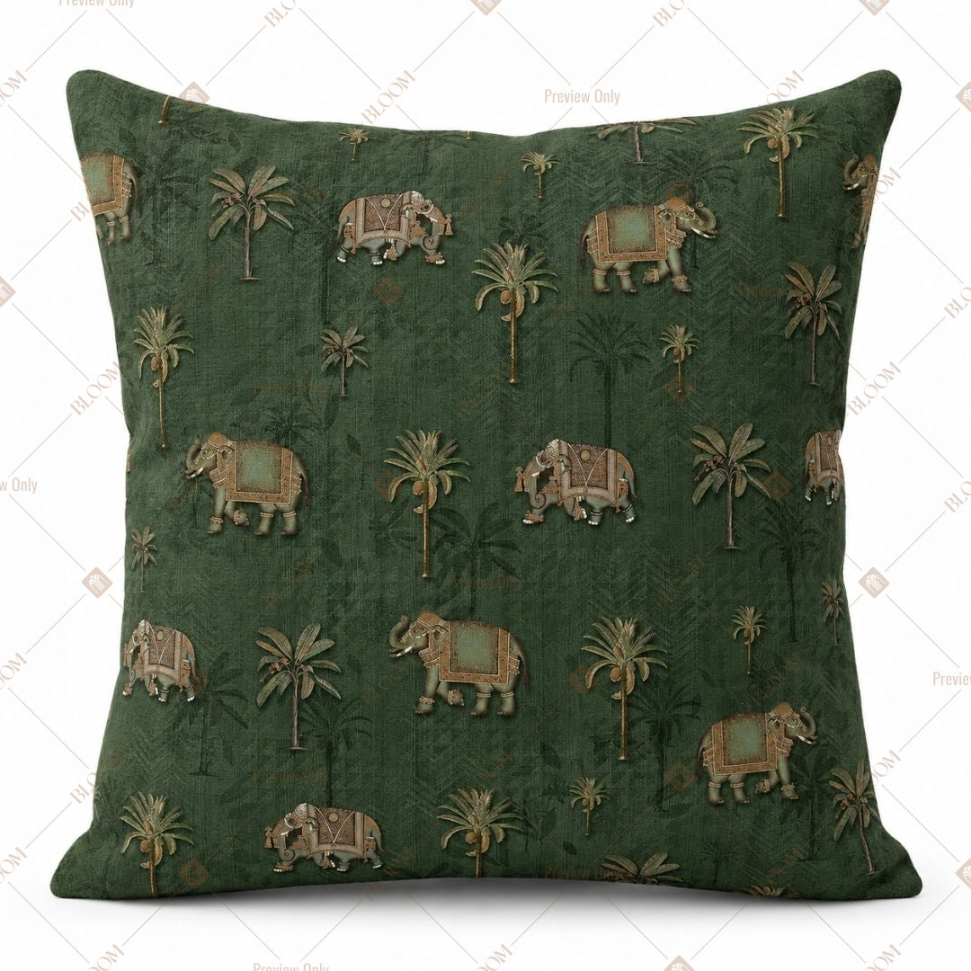 Dark Green Elephant Cushion Cover Pack of 12