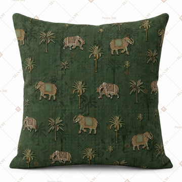 Dark Green Elephant Cushion Cover Pack of 12