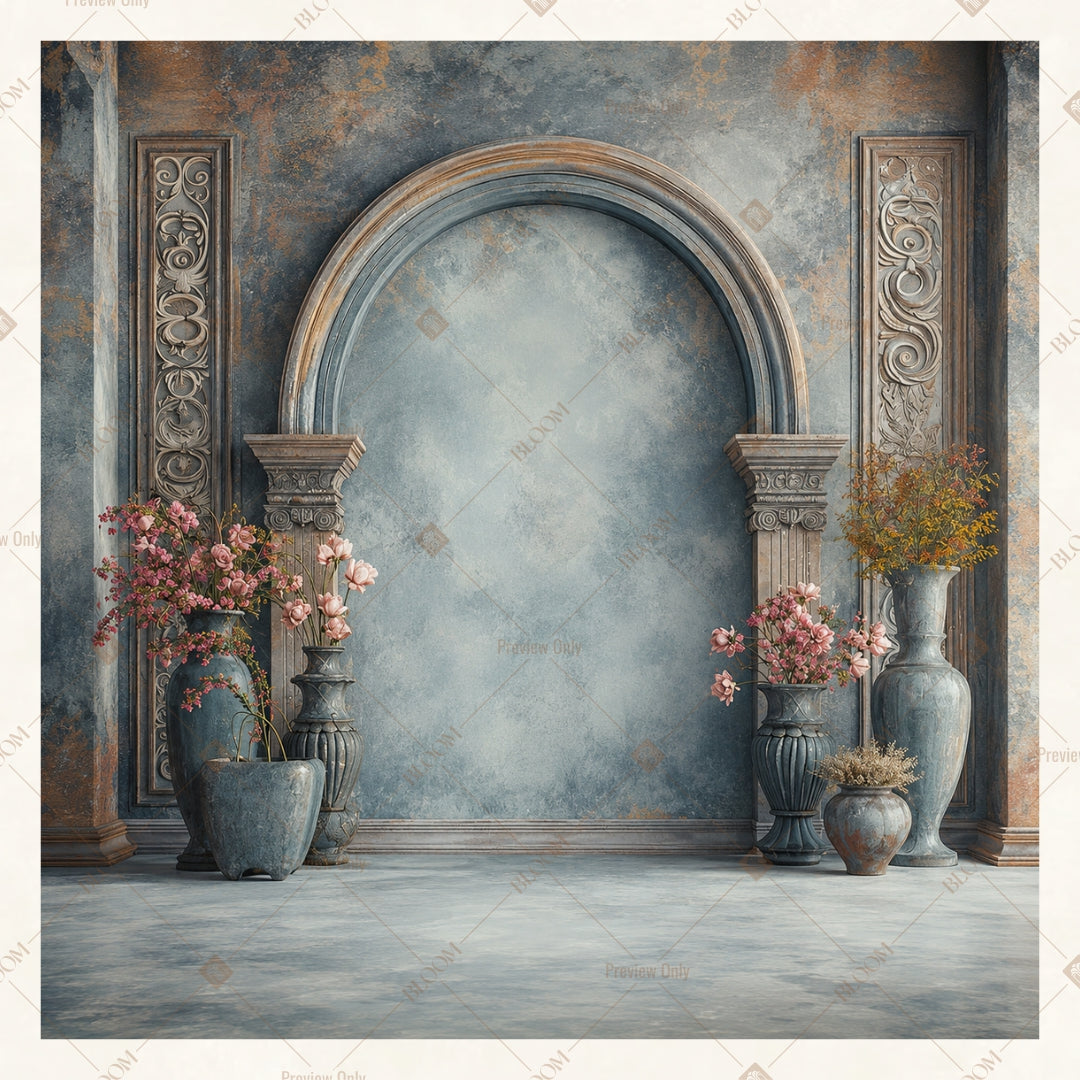 Vintage Stone Palace Square Backdrop