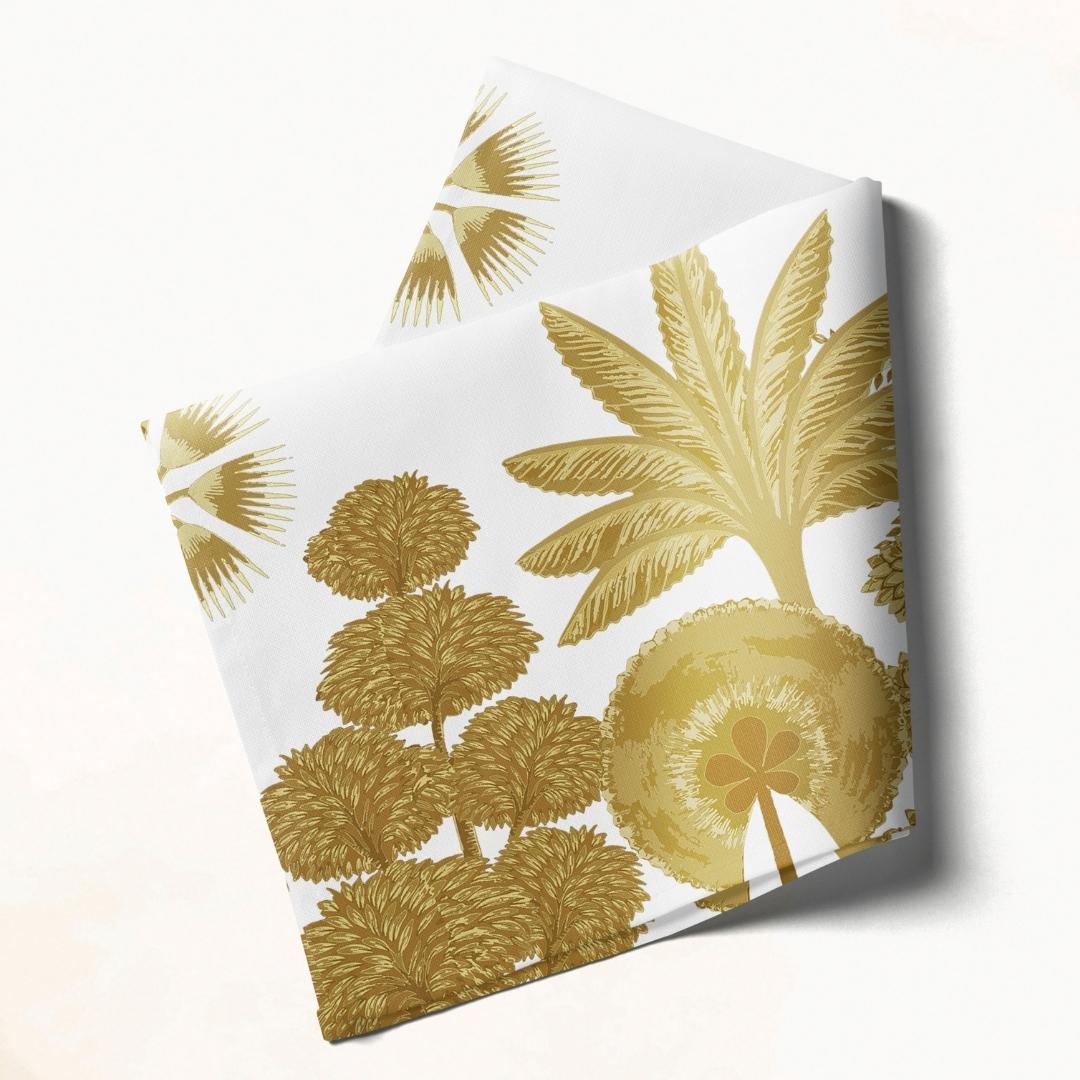 White & Gold Palm Botanical: Napkins 18" X 18" - Pack Of 20