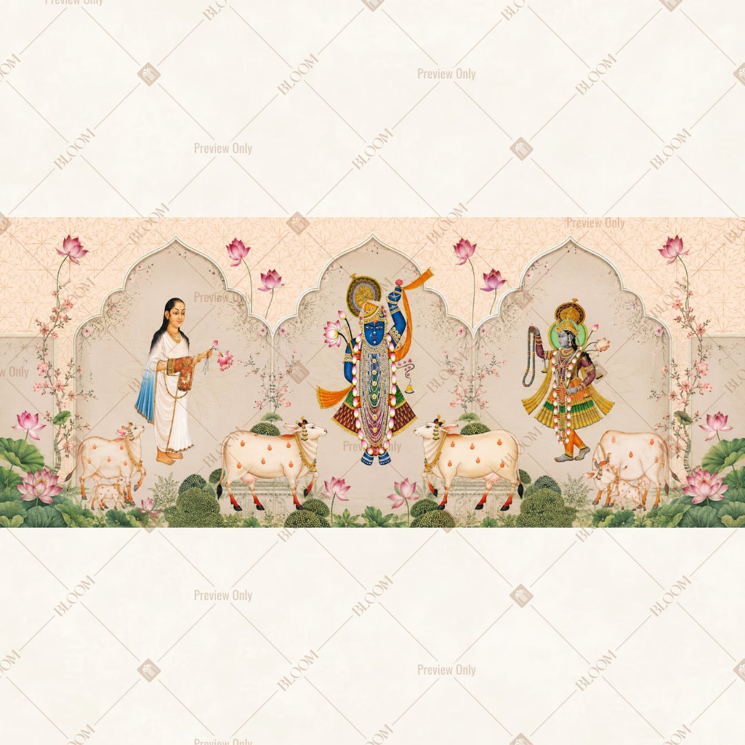 Divine Radha Krishna Border Wide Backdrop