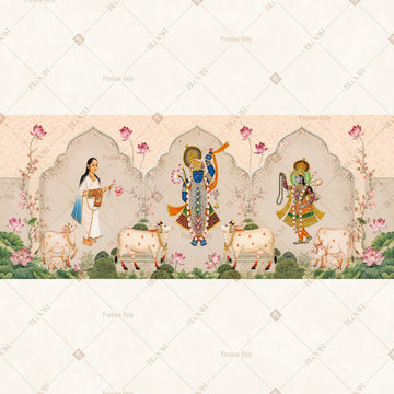 Divine Radha Krishna Border Wide Backdrop
