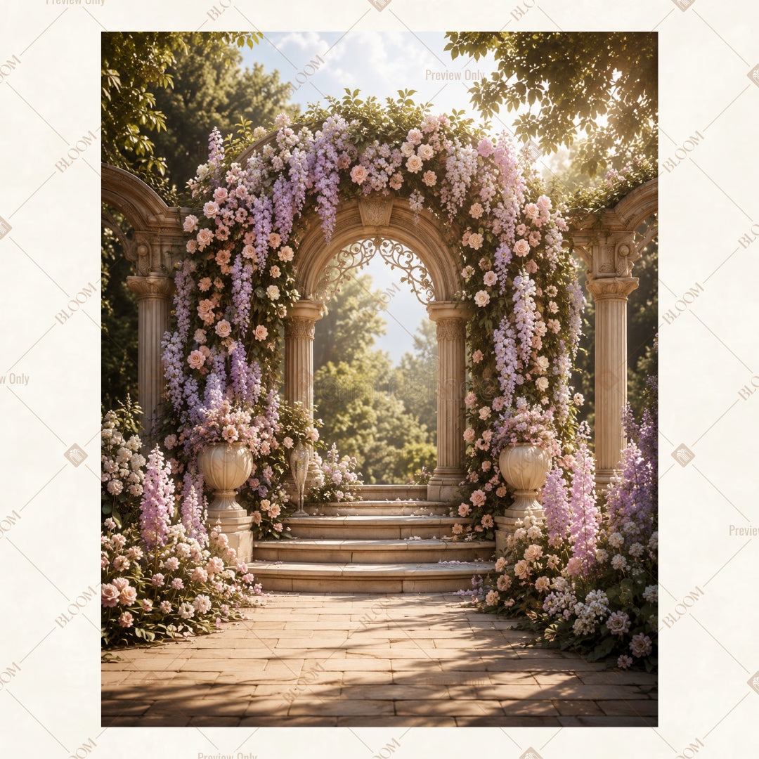 Secret Garden Floral Tunnel Portrait Rectangle Backdrop