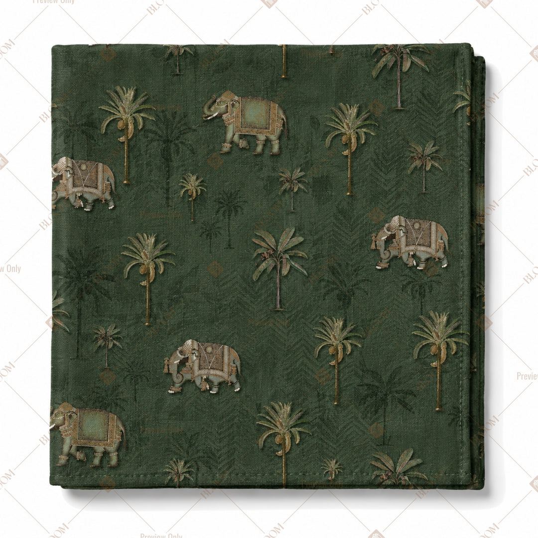 Dark Green Elephant Pattern Design