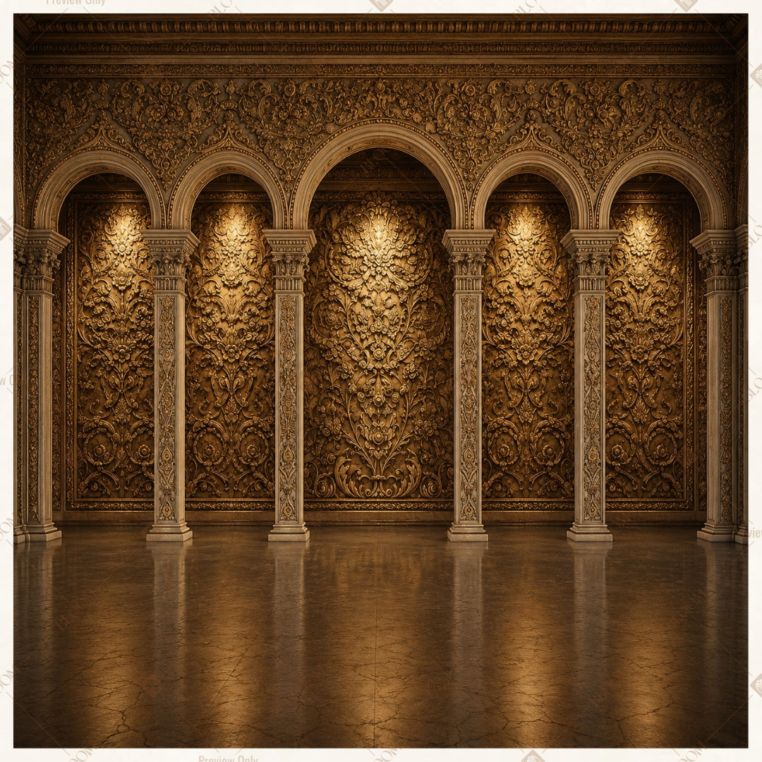 Golden Palace Corridor Square Backdrop
