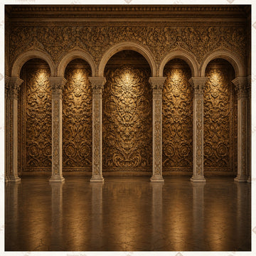 Golden Palace Corridor Square Backdrop