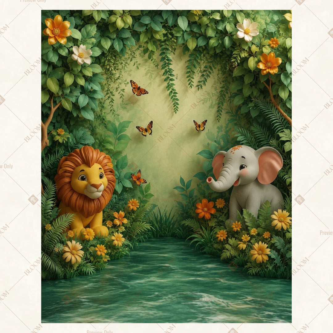 Enchanted Woodland Animals Portrait Rectangle Backdrop