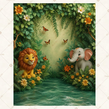 Enchanted Woodland Animals Portrait Rectangle Backdrop