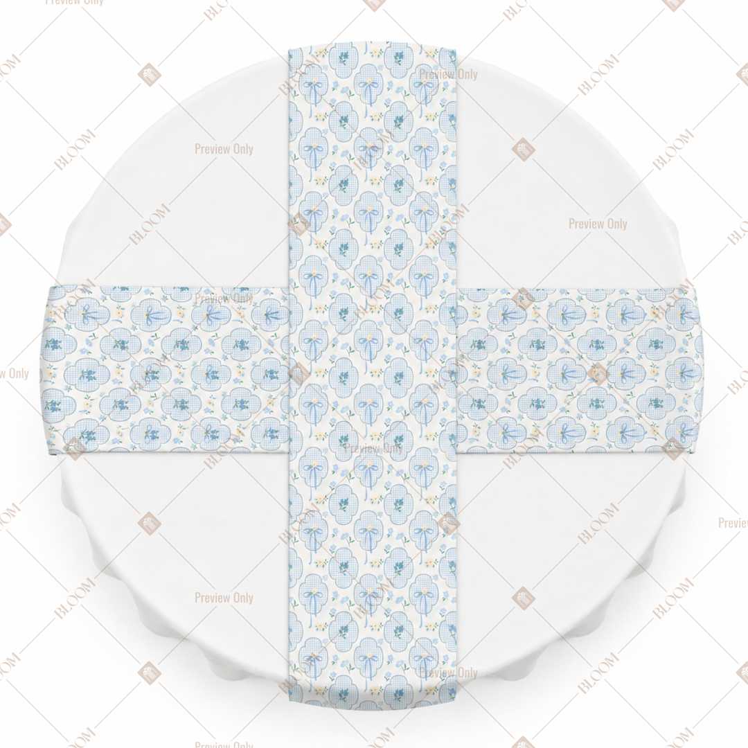 Baby Blue Floral Dot Table Runner Pack Of 12