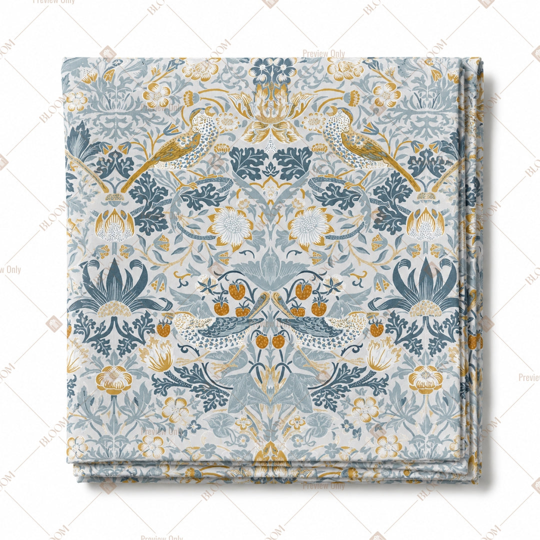 Vintage Blue Floral Damask Pattern Design