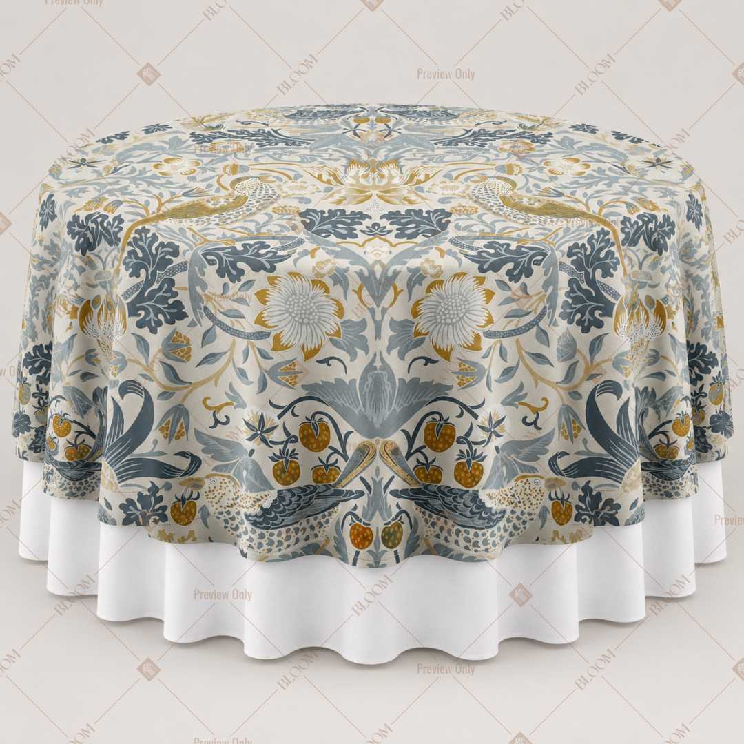 Blue Mughal Damask Table Overlay Pack of 6