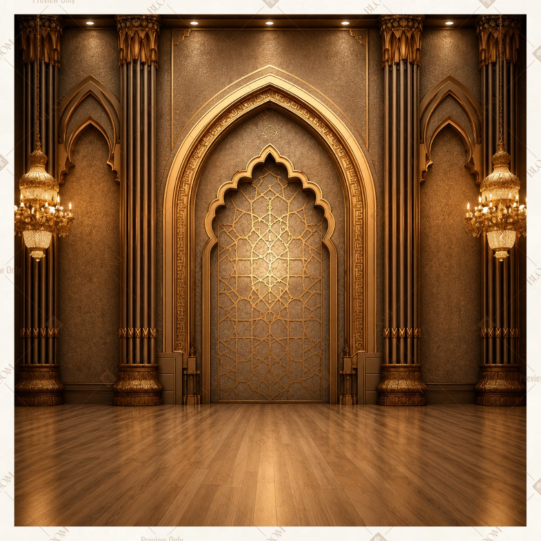 Luxury Golden Palace Arch Square Backdrop