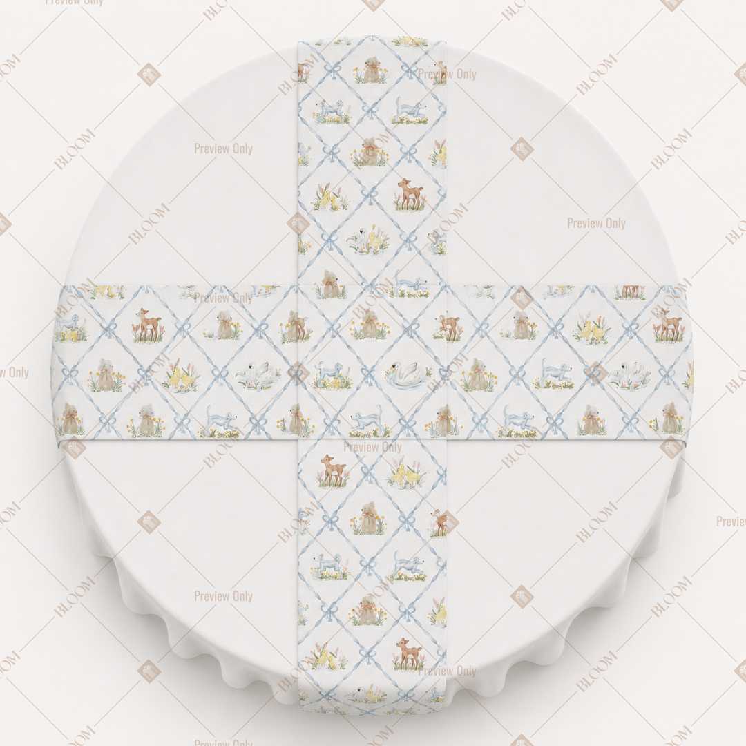 Blue Geometric Trellis Table Runner Pack Of 12