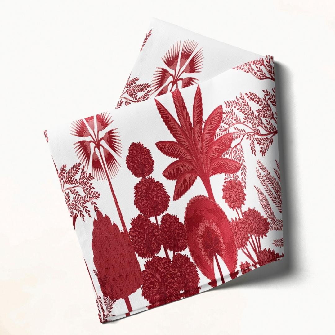 White & Red Botanical: Napkins 18" X 18" - Pack Of 20