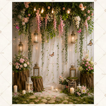 Hanging Greenery Wedding Portrait Rectangle Backdrop