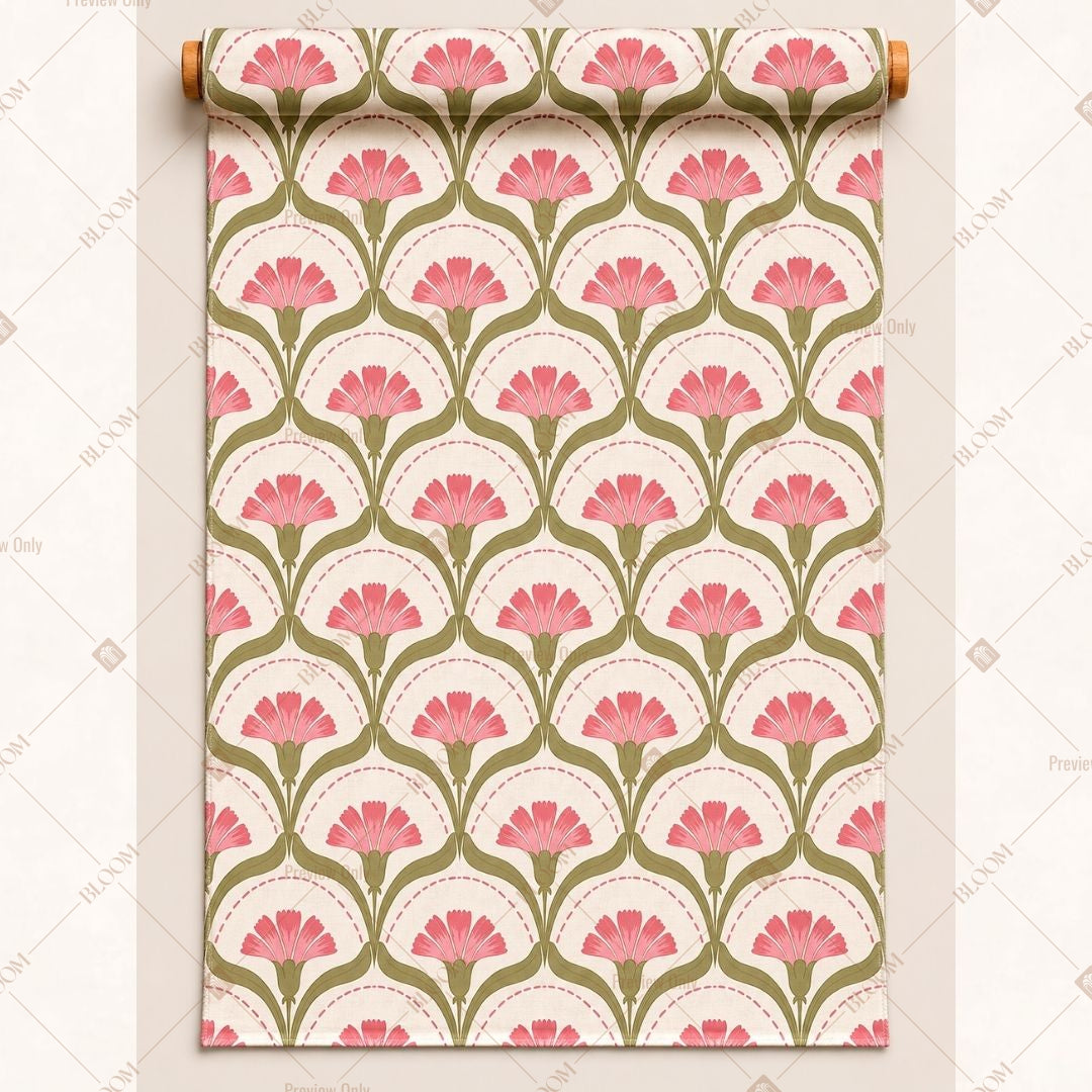 Pink Scallop Motif Fabric Roll Pack of 25