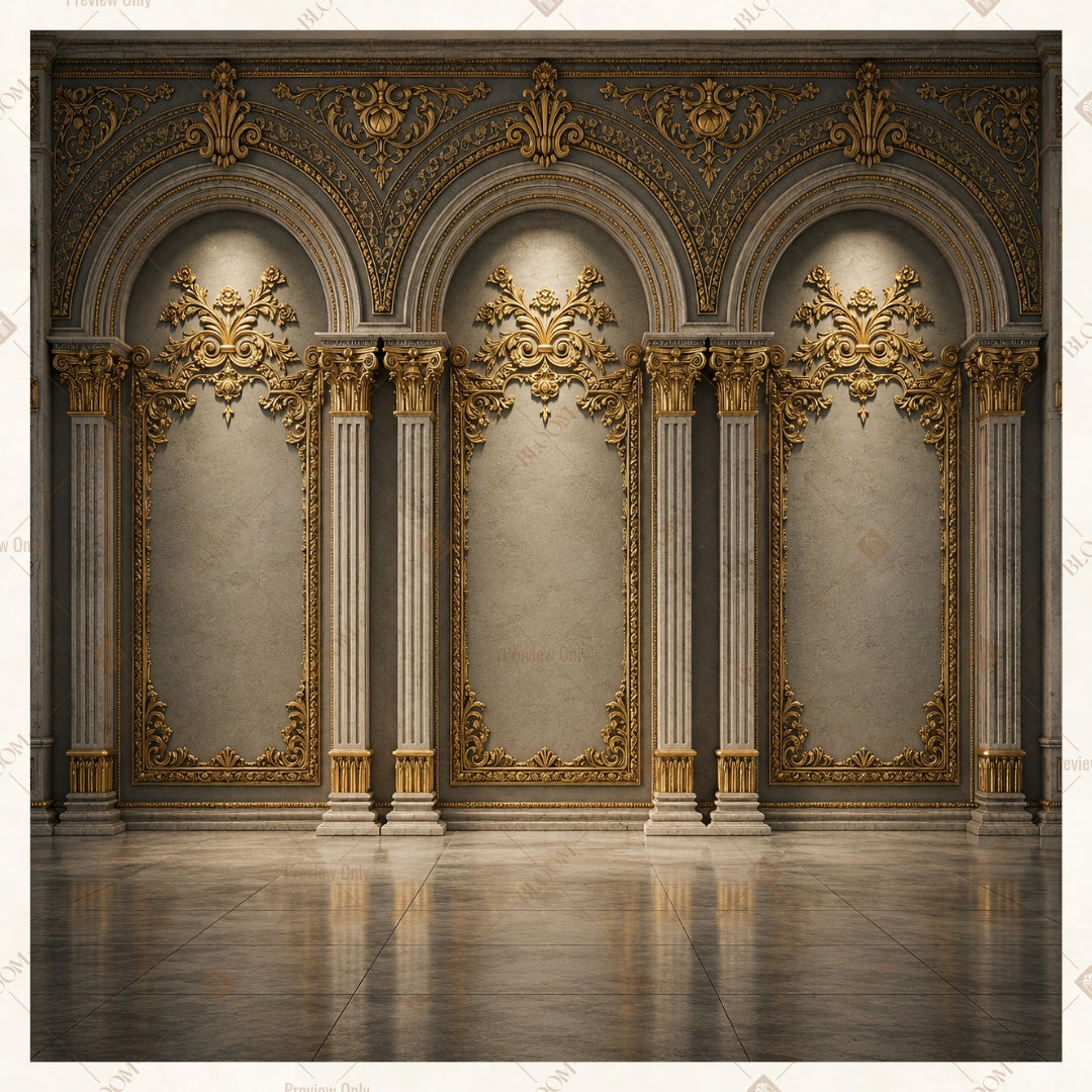 Royal Marble Hallway Square Backdrop