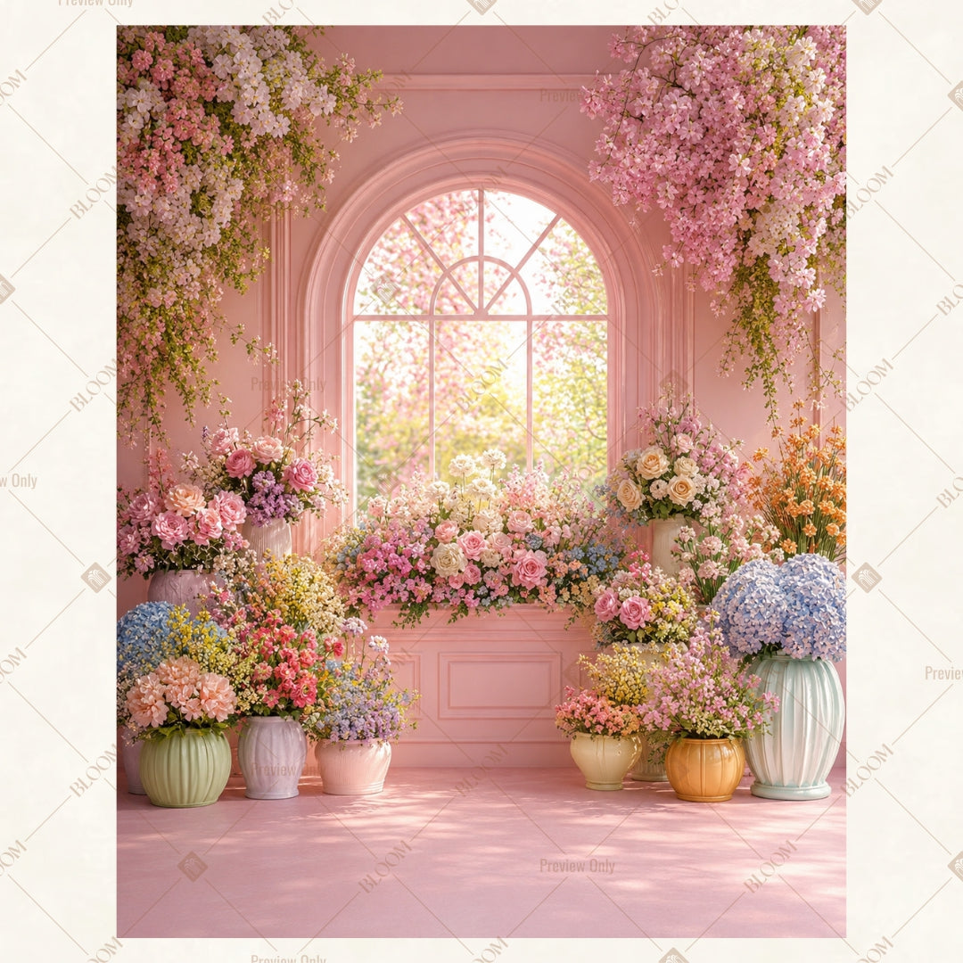 Luxury Pink Palace Garden Portrait Rectangle Backdrop